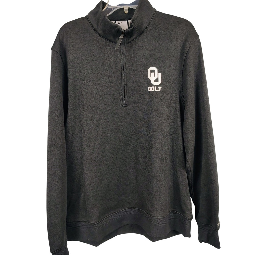 NWT Nike Mens L OU Golf Dri-FIT 1/4 Zip Pullover Charcoal Heather DH0986